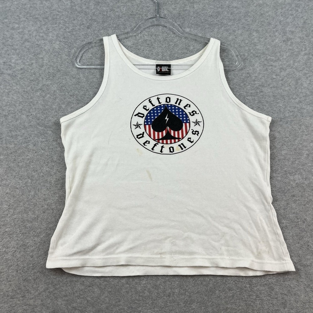 Deftones Tank Top Shirt L XL USA Flag Spade RARE OHMs Vintage Adult Giant‎ 21x23